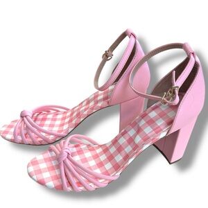 DRAPER JAMES RSVP  - Pink Gingham block heels sandals -‎ Size 9